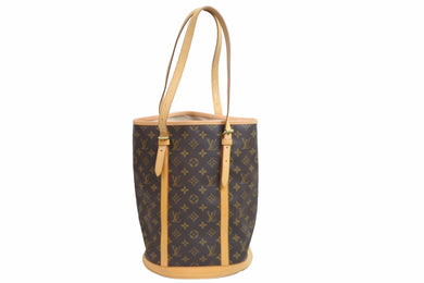 極美品 LOUIS VUITTON ルイ・ヴィトン ハンドバッグ バケットGM モノグラム M42236 PVC レザー ブラウン ゴールド金具 中古 53667