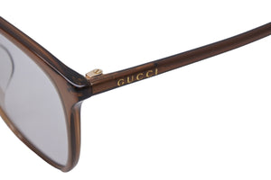 GUCCI グッチ クリア サングラス ブラウン グリーン ロゴ アイウェア 小物 55□19 150 GG0547SK 美品 中古 53682