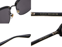 画像をギャラリービューアに読み込む, 極美品 GUCCI グッチ スクエアフレーム メタルサングラス ブラック シェリーライン アイウェア 56□18 145 GG0382S 中古 53683 
