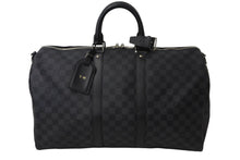 Load image into Gallery viewer, 極美品 LOUIS VUITTON ルイヴィトン ボストン キーポルバンドリエール45 ダミエグラフィット N41418 ブラック シルバー金具 53684