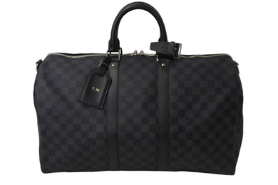 極美品 LOUIS VUITTON ルイヴィトン ボストン キーポルバンドリエール45 ダミエグラフィット N41418 ブラック シルバー金具 53684