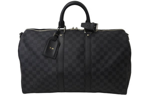 極美品 LOUIS VUITTON ルイヴィトン ボストン キーポルバンドリエール45 ダミエグラフィット N41418 ブラック シルバー金具 53684