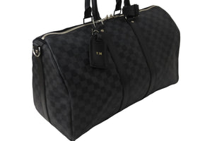極美品 LOUIS VUITTON ルイヴィトン ボストン キーポルバンドリエール45 ダミエグラフィット N41418 ブラック シルバー金具 53684