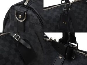 極美品 LOUIS VUITTON ルイヴィトン ボストン キーポルバンドリエール45 ダミエグラフィット N41418 ブラック シルバー金具 53684