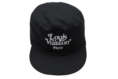 極美品 LOUIS VUITTON × NIGO ルイ・ヴィトン ニゴ キャスケット スクエアード キャップ 60 ブラック ロゴ MP2732 中古 53686
