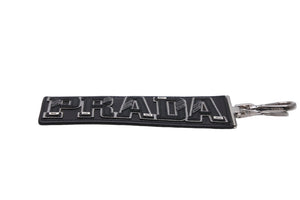 極美品 PRADA プラダ キーリング キーホルダー 2TL254 イタリア製 サフィアーノレザー メタル ブラック グレー シルバー 中古 53689