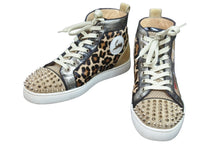 Load image into Gallery viewer, Christian Louboutin クリスチャンルブタン スニーカー ハイカット ルースパイクス ヒョウ柄 3180346 ゴールド金具 美品 中古 53699