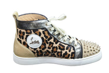 Load image into Gallery viewer, Christian Louboutin クリスチャンルブタン スニーカー ハイカット ルースパイクス ヒョウ柄 3180346 ゴールド金具 美品 中古 53699