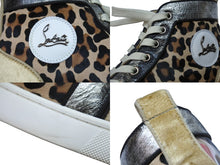 Load image into Gallery viewer, Christian Louboutin クリスチャンルブタン スニーカー ハイカット ルースパイクス ヒョウ柄 3180346 ゴールド金具 美品 中古 53699
