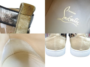Christian Louboutin クリスチャンルブタン スニーカー ハイカット ルースパイクス ヒョウ柄 3180346 ゴールド金具 美品 中古 53699