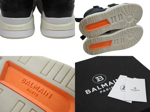 極美品 BALMAIN バルマン スニーカー ロゴバンド付き ハイカットスニーカー ブラック サイズ40 VM1C230L 中古 53705
