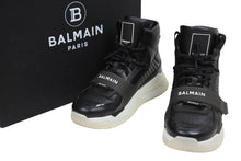 Load image into Gallery viewer, 極美品 BALMAIN バルマン スニーカー ロゴバンド付き ハイカットスニーカー ブラック サイズ40 VM1C230L 中古 53705