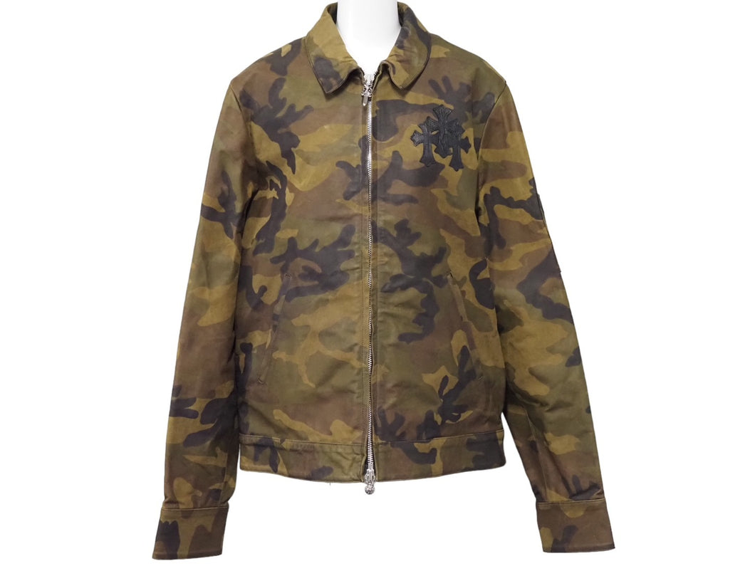CHROMEHEARTS クロムハーツ バッククロスレザージャケット クロスパッチ ダガージップ クロスボール カモ サイズM 美品 中古 53769