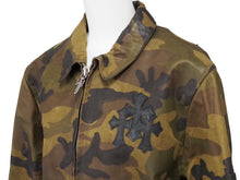 Load image into Gallery viewer, CHROMEHEARTS クロムハーツ バッククロスレザージャケット クロスパッチ ダガージップ クロスボール カモ サイズM 美品 中古 53769