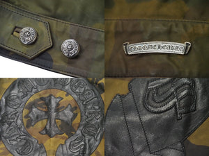 CHROMEHEARTS クロムハーツ バッククロスレザージャケット クロスパッチ ダガージップ クロスボール カモ サイズM 美品 中古 53769