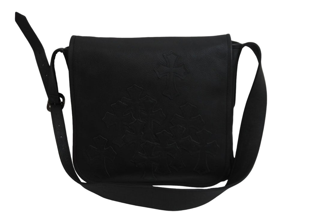 極美品 CHROME HEARTS クロムハーツ ショルダーバッグ セメタリークロスパッチ メールバック レザー 中古 53772