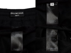 極美品 BALENCIAGA バレンシアガ 22SS サイドライントラックパンツ ナイロン 681254 ブラック ホワイト サイズM 中古 53787