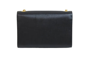 YvesSaintLaurent イブサンローラン チェーンショルダーバッグ 364021 BOW0J 1000 カーフレザー ブラック ゴールド 美品 中古 53790
