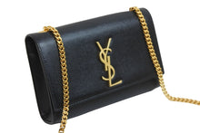 Load image into Gallery viewer, YvesSaintLaurent イブサンローラン チェーンショルダーバッグ 364021 BOW0J 1000 カーフレザー ブラック ゴールド 美品 中古 53790