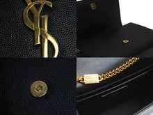 Load image into Gallery viewer, YvesSaintLaurent イブサンローラン チェーンショルダーバッグ 364021 BOW0J 1000 カーフレザー ブラック ゴールド 美品 中古 53790
