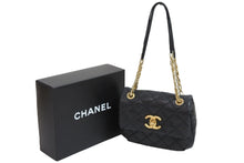 Load image into Gallery viewer, CHANEL シャネル ココマーク チェーンショルダーバッグ 斜めがけバッグ 15番台 レザー ブラック ゴールド金具 美品 中古 53791