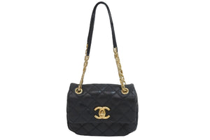 CHANEL シャネル ココマーク チェーンショルダーバッグ 斜めがけバッグ 15番台 レザー ブラック ゴールド金具 美品 中古 53791