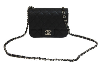CHANEL シャネル ミニマトラッセ ココマーク ショルダーバッグ 13番台 キャビアスキン ブラック シルバー金具 美品 中古 50803