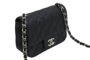CHANEL シャネル ミニマトラッセ ココマーク ショルダーバッグ 13番台 キャビアスキン ブラック シルバー金具 美品 中古 50803