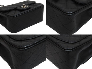 CHANEL シャネル ミニマトラッセ ココマーク ショルダーバッグ 13番台 キャビアスキン ブラック シルバー金具 美品 中古 50803