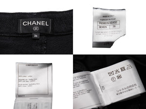 CHANEL シャネル デニムショートパンツ ココマーク P60803V46402 ベルト一体型 ブラック シルバー金具 サイズ36 美品 中古 53816