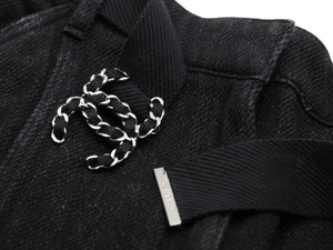 CHANEL シャネル デニムショートパンツ ココマーク P60803V46402 ベルト一体型 ブラック シルバー金具 サイズ36 美品 中古 53816