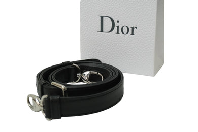 ChristianDior クリスチャンディオール ショルダーストラップ CDロゴ 替え用 レザー ブラック シルバー金具 美品 中古 53844