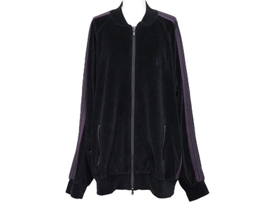 極美品 Needles ニードルス ジャージ トラックジャケット サイズXL JO227 ベロア ブラック パープル 中古 53854