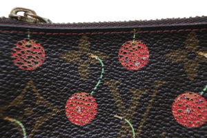 LOUIS VUITTON ルイ・ヴィトン モノグラム チェリー ポシェットクレ コインケース ブラウン レッド M95042 中古 53864