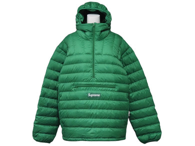 以前同様 Supreme シュプリーム ダウンジャケット マイクロ ダウン ハーフジップ フード プルオーバー 22AW グリーン 中古 53867 