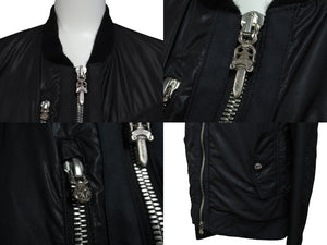 ChromeHearts クロムハーツ MA1 ボンバージャケット ダガージップ クロスボタン ブラック シルバー サイズS 美品 中古 53876