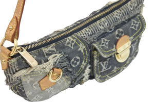 LOUISVUITTON ルイヴィトン パウチィ ワンショルダーバッグ パッチワーク M95383 VI1067 モノグラムデニム グレー 美品 中古 53893