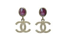 Load image into Gallery viewer, 極美品 CHANEL シャネル ココマーク ぶら下がりラインストーンピアス ピンク ラインストーン B20C 中古 53921