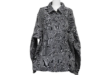 極美品 Supreme シュプリーム ジャケット Chainstitch デニム ジャケット 22SS ブラック サイズXL シルバー金具 中古 53940 