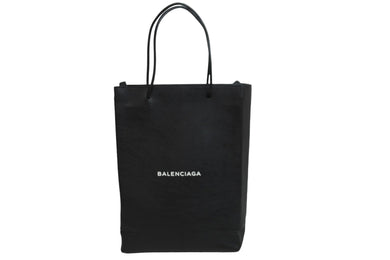 BALENCIAGA バレンシアガ トートバッグ ノースサウス ショッピングバッグM 482545 ブラック シルバー金具 美品 中古 53944