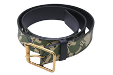 Load image into Gallery viewer, 極美品 LOUIS VUITTON ルイ・ヴィトン ベルト・バックル 村上隆 サイズ90 グリーン カモ柄 M9646U ゴールド金具 中古 53945