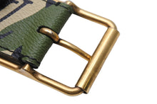 Load image into Gallery viewer, 極美品 LOUIS VUITTON ルイ・ヴィトン ベルト・バックル 村上隆 サイズ90 グリーン カモ柄 M9646U ゴールド金具 中古 53945
