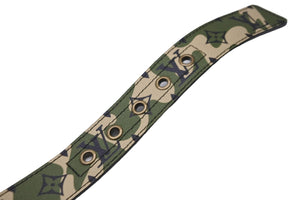 極美品 LOUIS VUITTON ルイ・ヴィトン ベルト・バックル 村上隆 サイズ90 グリーン カモ柄 M9646U ゴールド金具 中古 53945