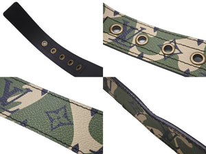 極美品 LOUIS VUITTON ルイ・ヴィトン ベルト・バックル 村上隆 サイズ90 グリーン カモ柄 M9646U ゴールド金具 中古 53945