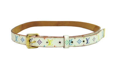 LOUIS VUITTON ルイヴィトン ベルト サンチュール・キャレ モノグラム M9272U PVC マルチカラー ゴールド金具 75 美品 中古 53955