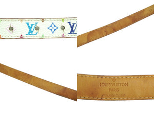 LOUIS VUITTON ルイヴィトン ベルト サンチュール・キャレ モノグラム M9272U PVC マルチカラー ゴールド金具 75 美品 中古 53955
