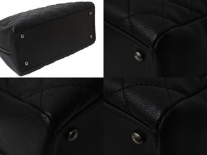 極美品 CHANEL シャネル 2WAYハンドバッグ ミニボストン ココマーク キャビアスキン 23番台 ブラック シルバー金具 中古 53979