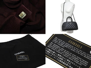 極美品 CHANEL シャネル 2WAYハンドバッグ ミニボストン ココマーク キャビアスキン 23番台 ブラック シルバー金具 中古 53979