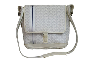GOYARD ゴヤール ショルダーバッグ 斜め掛け グランブルーMM PVCコーティングキャンバス ホワイト シルバー金具 良品 中古 54009