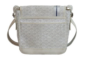 GOYARD ゴヤール ショルダーバッグ 斜め掛け グランブルーMM PVCコーティングキャンバス ホワイト シルバー金具 良品 中古 54009